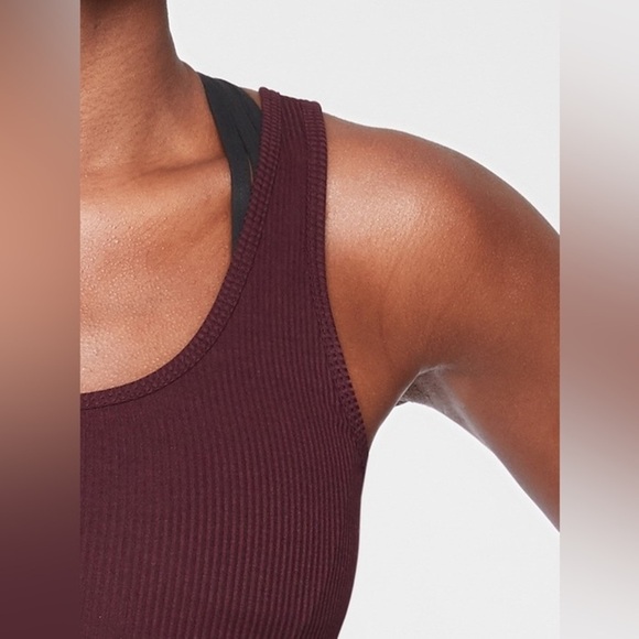 Athleta Essence Ribbed Layering Tank Burgundy - Picture 3 of 10